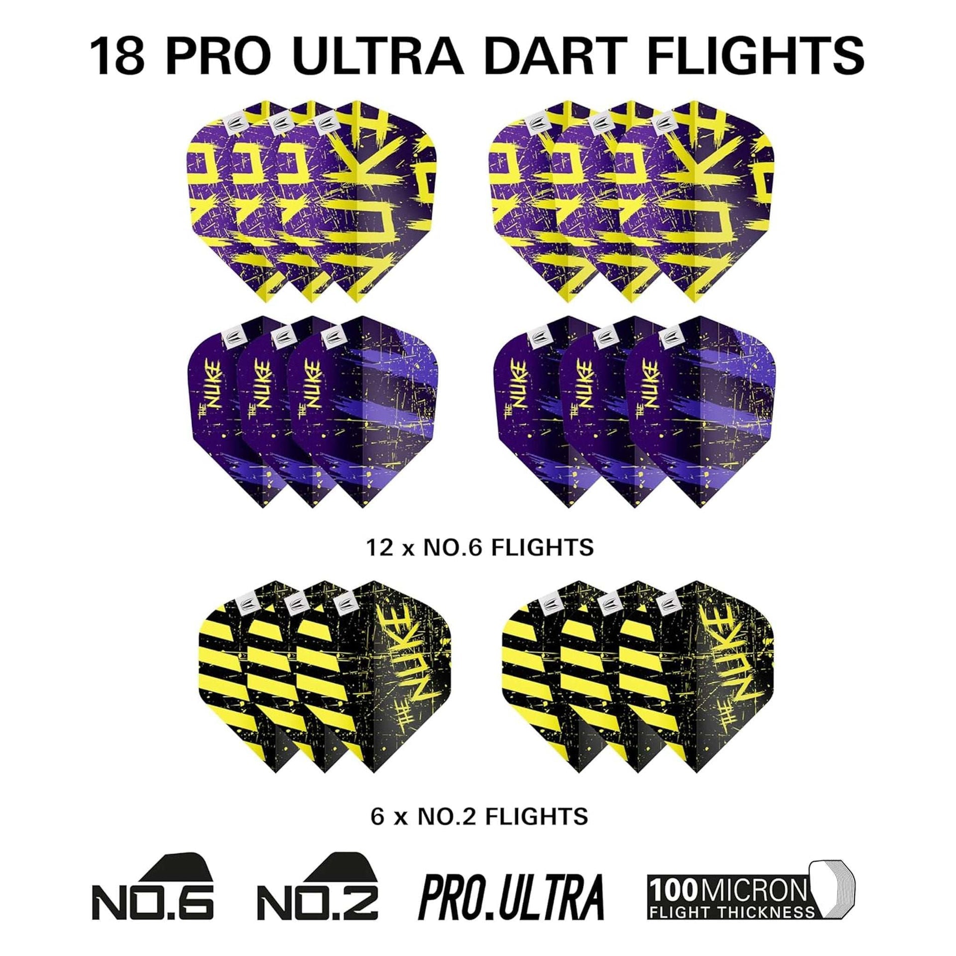 Luke Littler Accessories Kit with 18 Pro Ultra Dart Flights in multiple designs and 100 micron thickness
