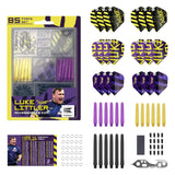 Luke Littler Accessories Kit 85-piece dart accessory set with flights, shafts, sharpener, multi tool, O-rings, flight protectors, and checkout score card