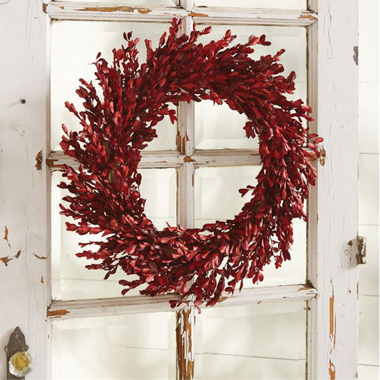 Preserved Myrtle Wreath Red Leaves