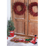 Preserved Myrtle Wreath Red Leaves shown on front door
