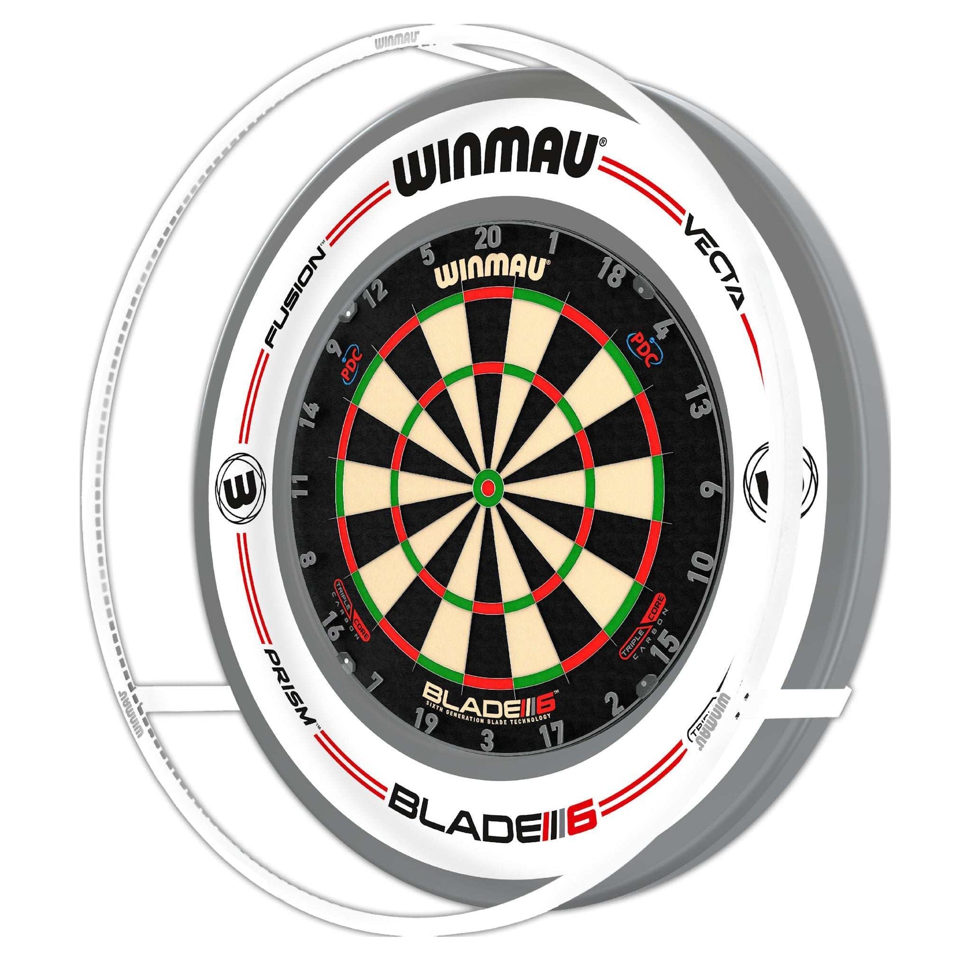 Winmau Pro-Line White Surround shown with board and Plasma Ice Light sold separately.