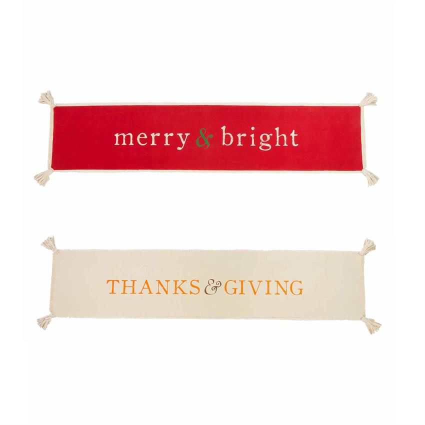 Holiday Reversible  Mudpie Table Runner 43900052 both sides 