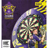 Luke Littler World Champion Dartboard & Surround Kit showing Luke winning the trophy