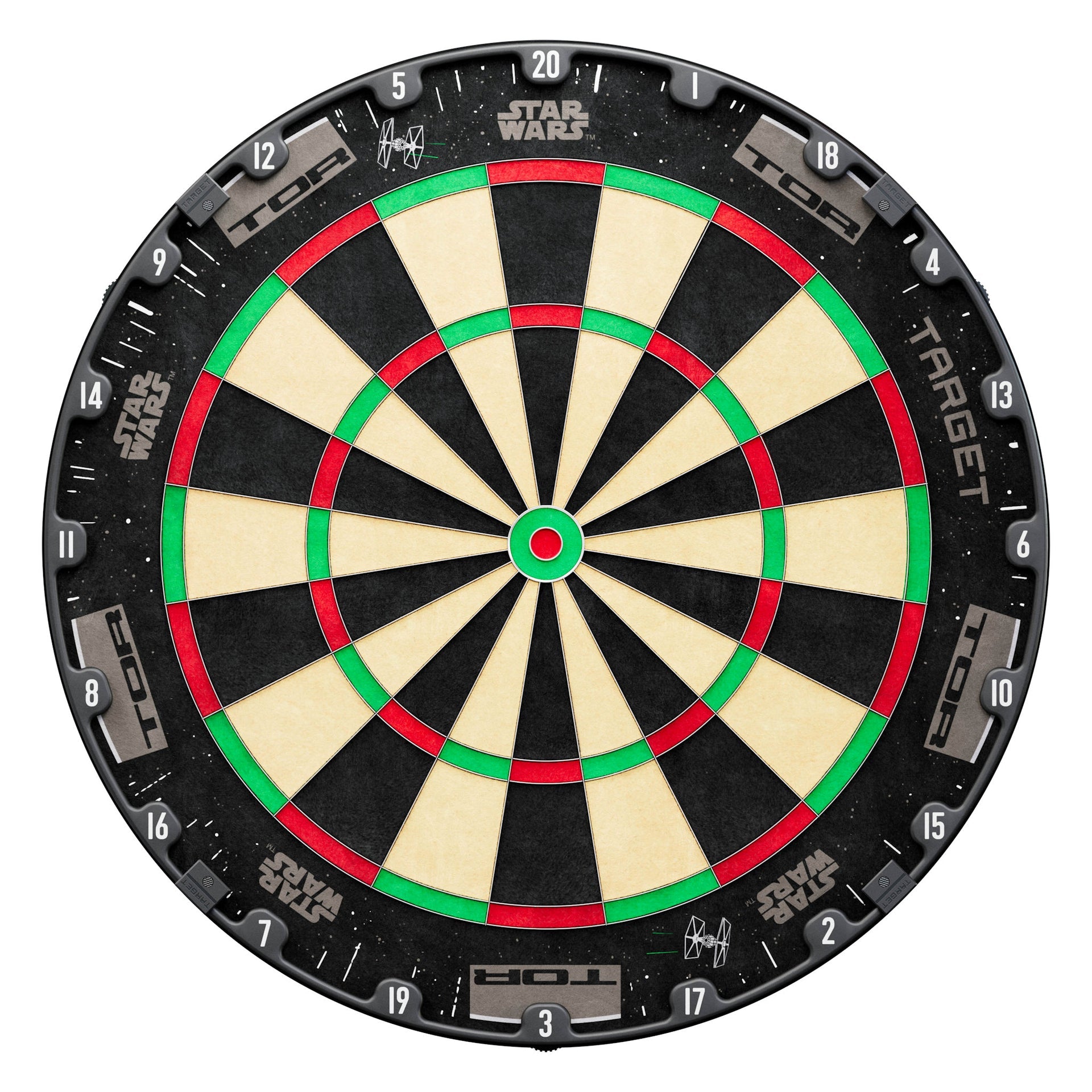 Dartboard with Star Wars branding on a white background