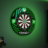 XBOX Surround and TOR Dartboard Bundle with green and black design on a green wall