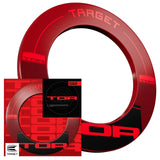 Target TOR Red Surround featuring a large front view, a smaller side profile view, and its black retail box on a light gray background.