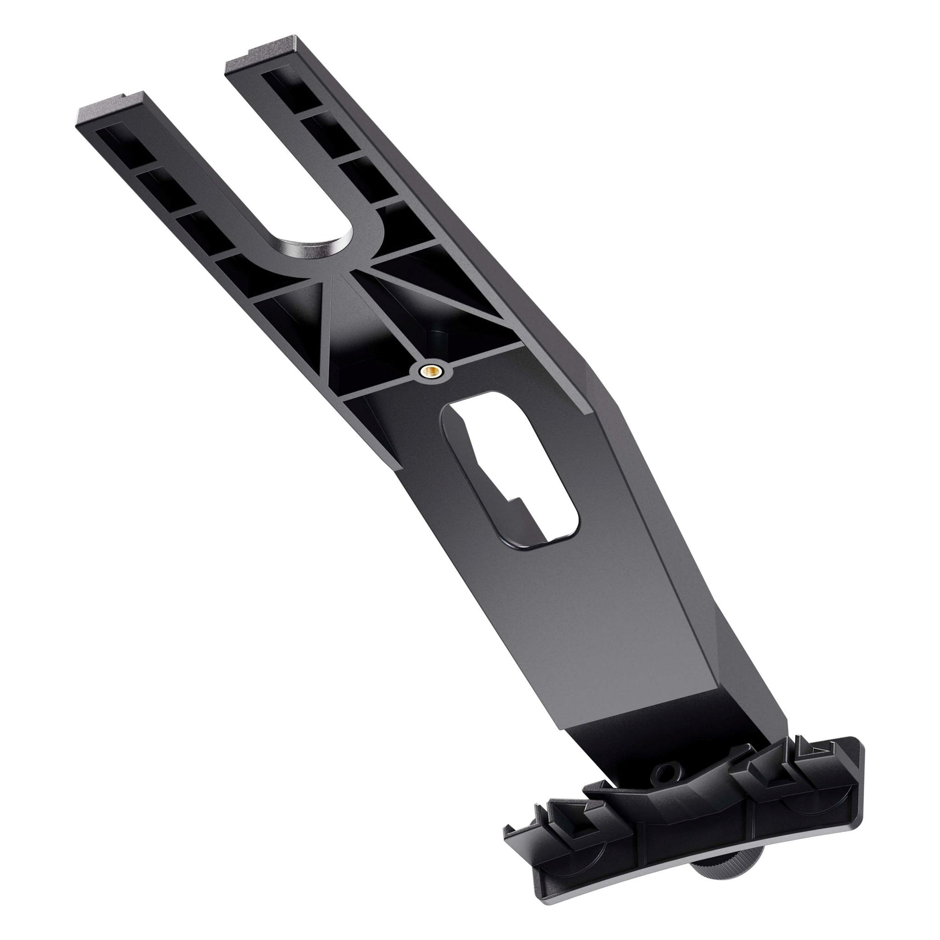 Black metal bracket on a white background