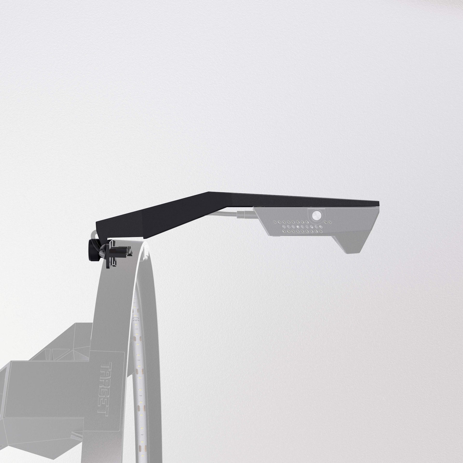 OMNI Virt Camera Arm shown in use in a side view with VIRT camera and OMINI shaded to see how it works and looks. 