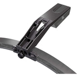 Black metal bracket or component on a white background attached to the OMNI system.