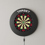 Target Black Notched Surround showing on the wall with a dartboard