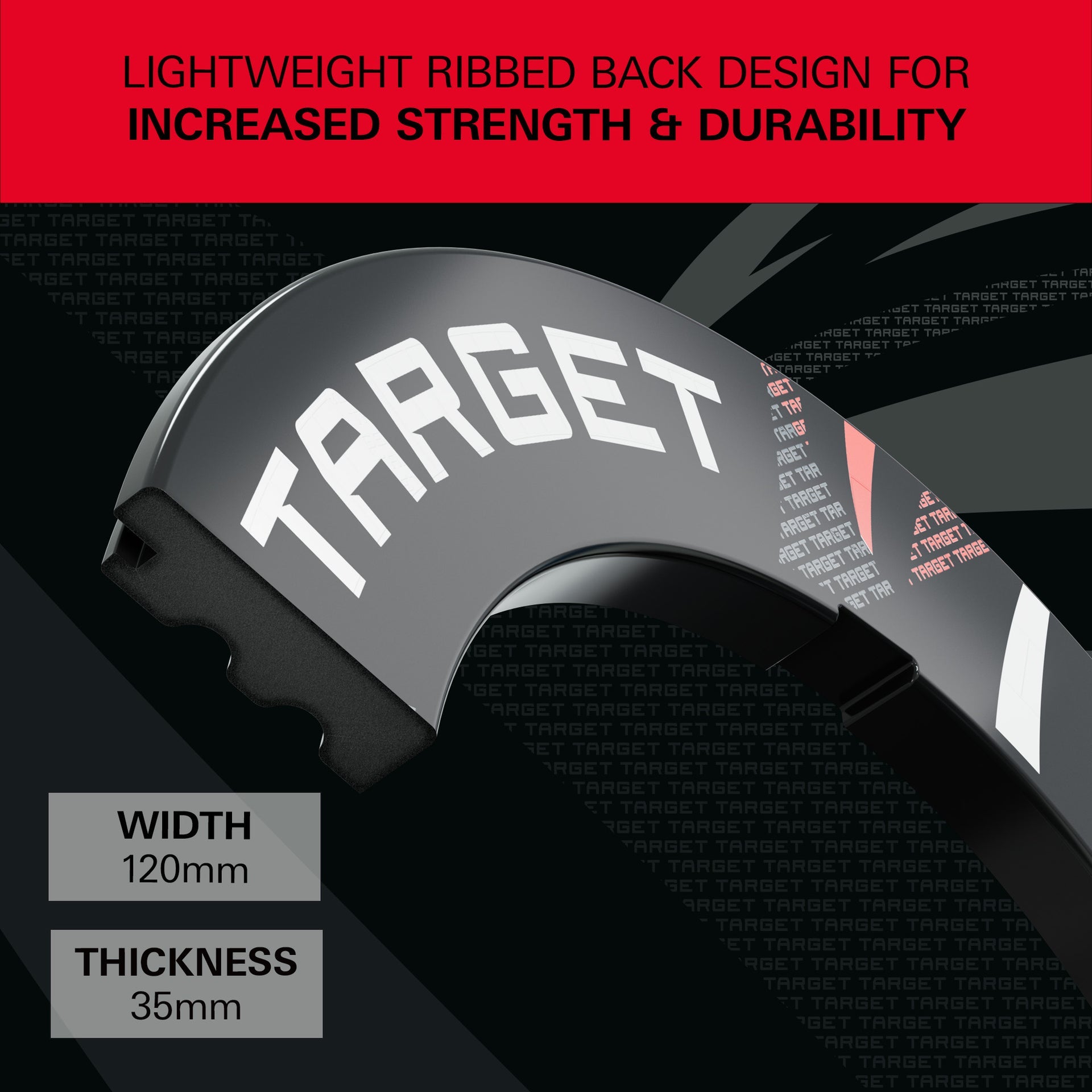 Target Black Patterned Notched Surround showing the width and thickness