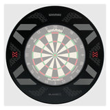 Winmau Blade X Black Surround with Winmau dartboard with 'X' markers on a white background