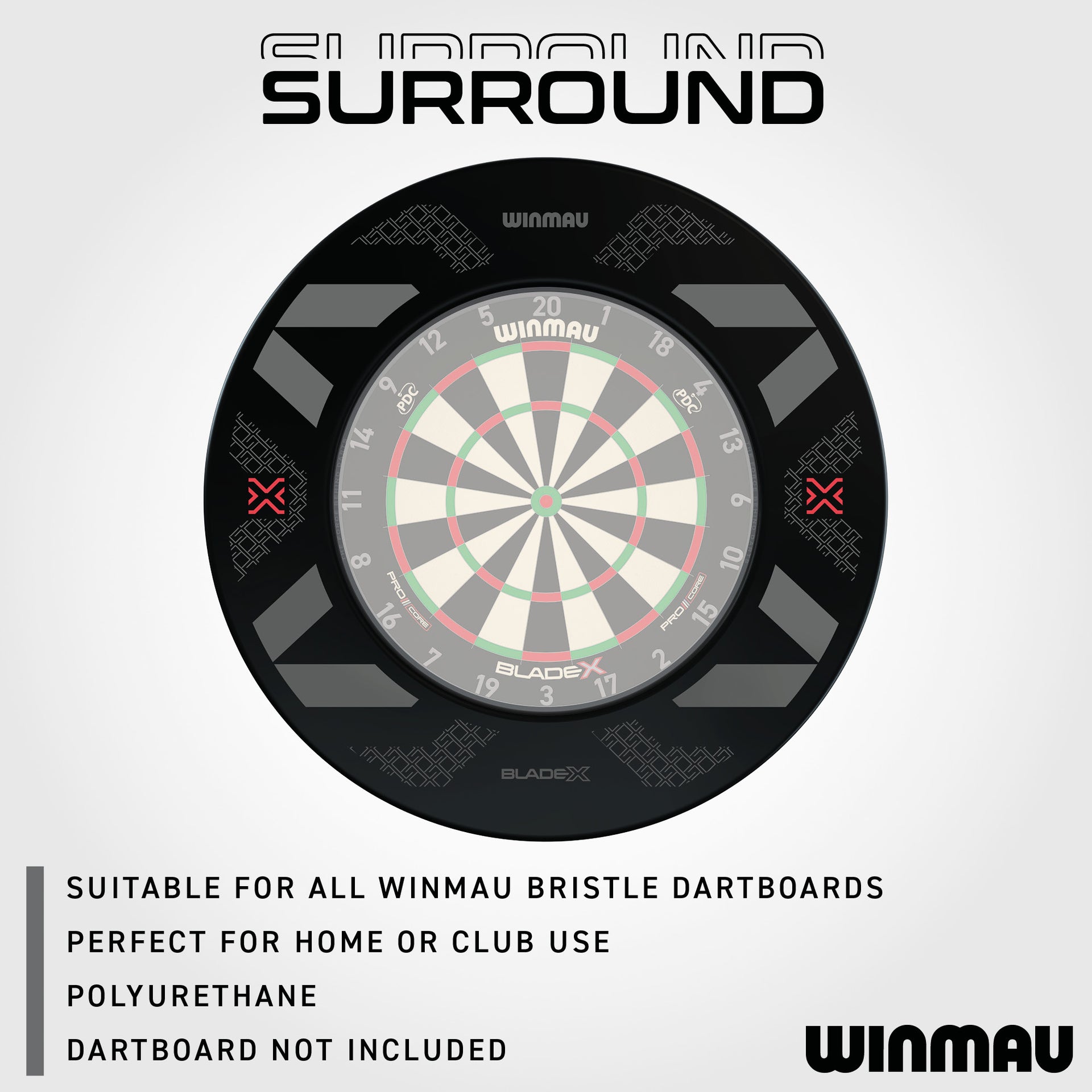 Winmau Blade X Black Surround for dartboards on a white background