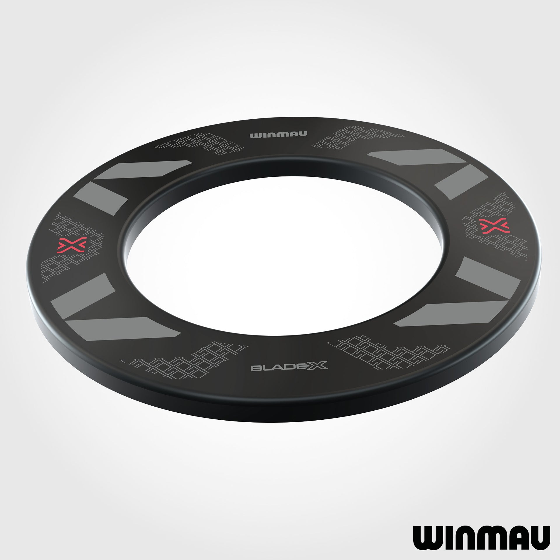 Winmau Blade X Black Surroundwith 'WINMAU' branding on a white background