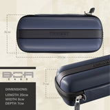 Blue case with 'TARGET' branding and dimensions on a beige background