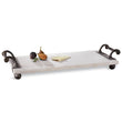 Twisted Handle Marble Board with cast iron twisted handles and ball feet for serving and chilling food