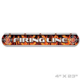 Throw line with "Firing Line" text and flames design, durable lexan material, 23 x 4 inches