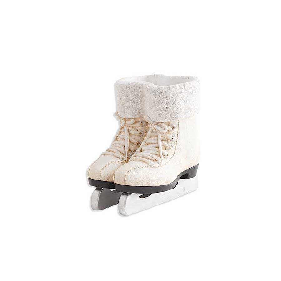 White Resin Pair of Ice Skates w/Glittered Lining