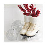 White Resin Pair of Ice Skates w/Glittered Lining