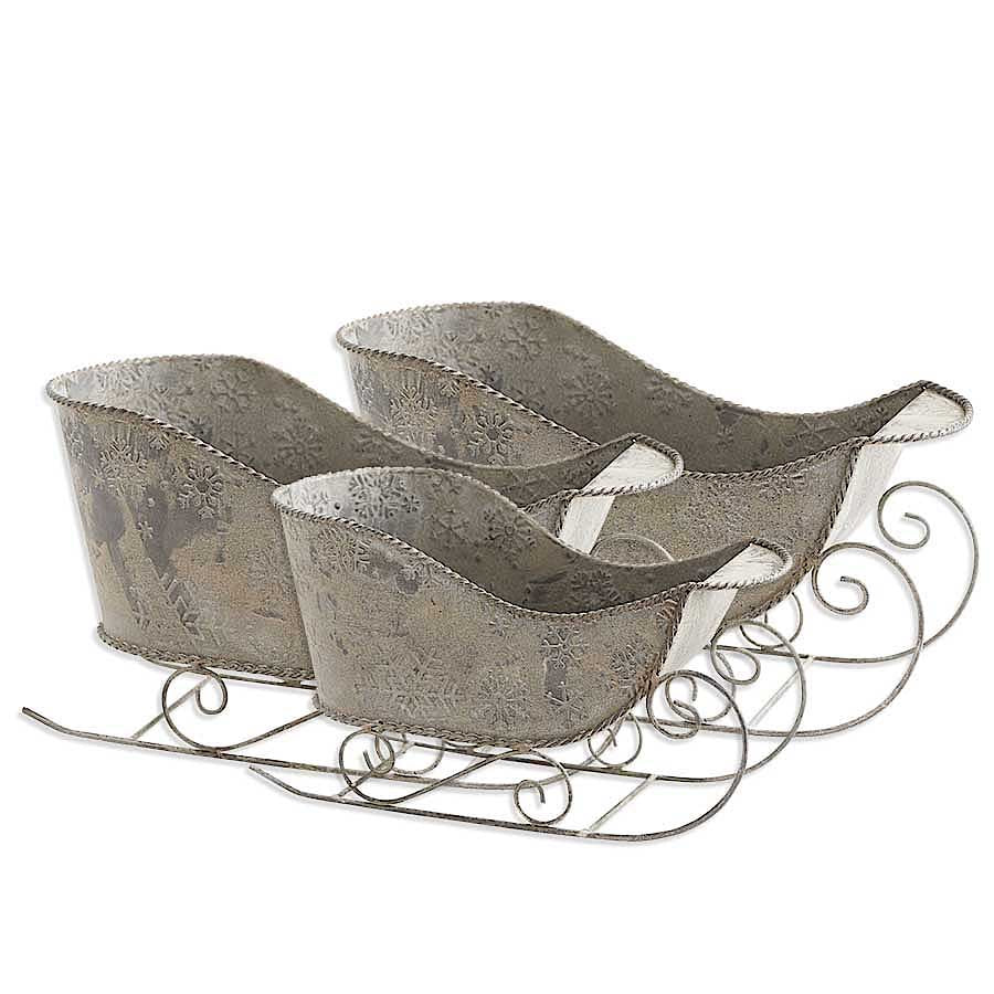 Set of 3 Metal Nesting Sleighs