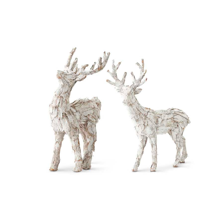 Whitewashed Bark Reindeer Set of 2