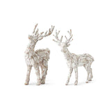 Whitewashed Bark Reindeer Set of 2