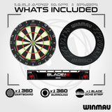 Winmau dartboard set with components on a white background