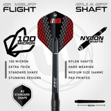Dart with red and black design on a white background with text about dart components.