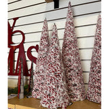 23.75" Glittered White & Red Twine Trees (Set of 3)