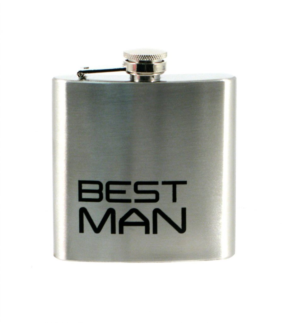 stainless steel 6 oz flask engraved with Best Man text stylish gift flask