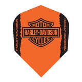 Orange Harley Davidson Flight with black Harley-Davidson logo and text for darts decoration