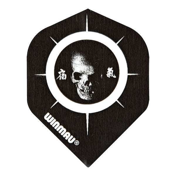 Rhino Flights extra thick black dart flight with skull design and white target markings
