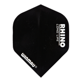 Black Rhino Flights dart flight with white text, extra thick and durable design, 100 micron thickness, set of 3 flights