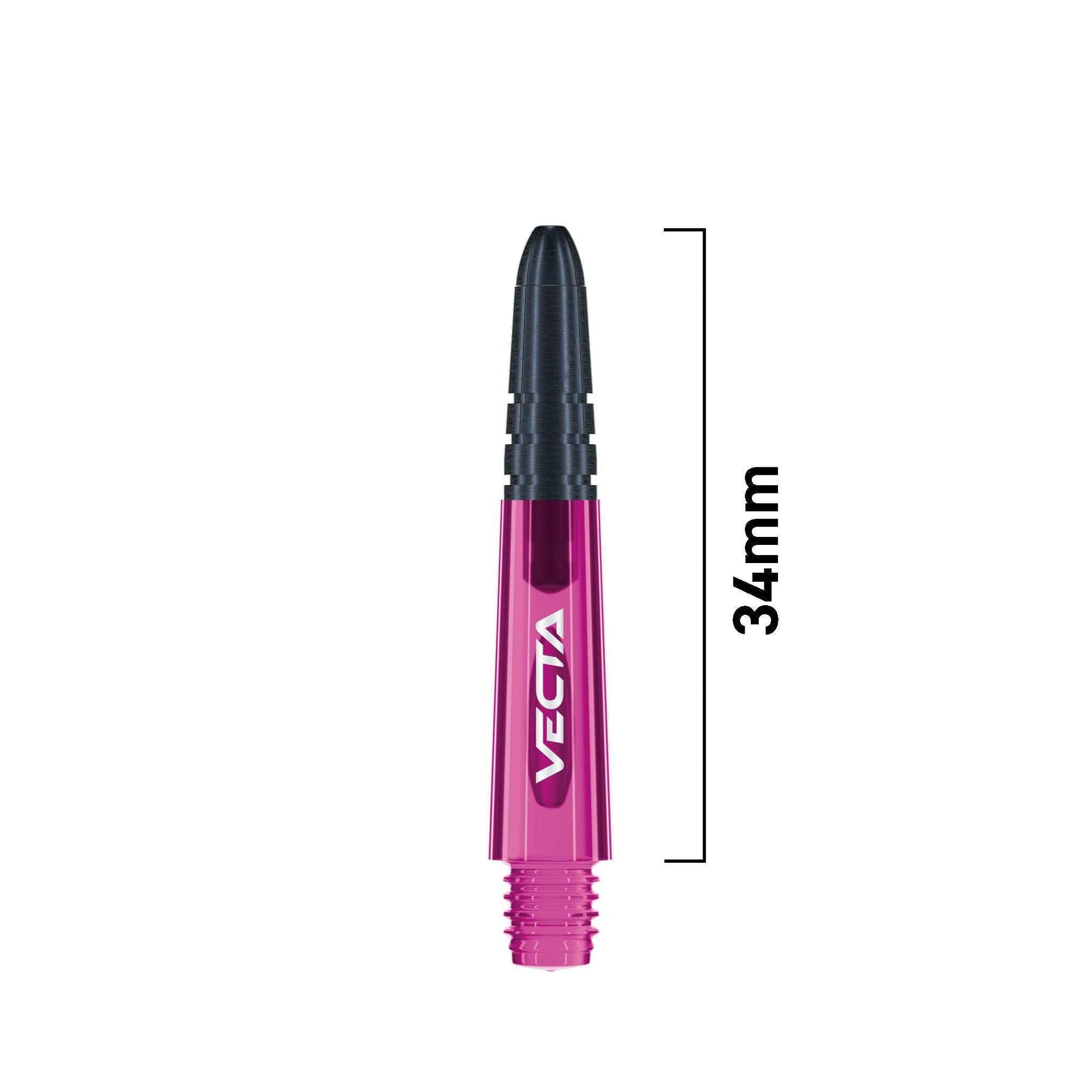 Vecta Nylon Shaft 34mm pink polycarbonate body with black aluminium alloy tip for darts