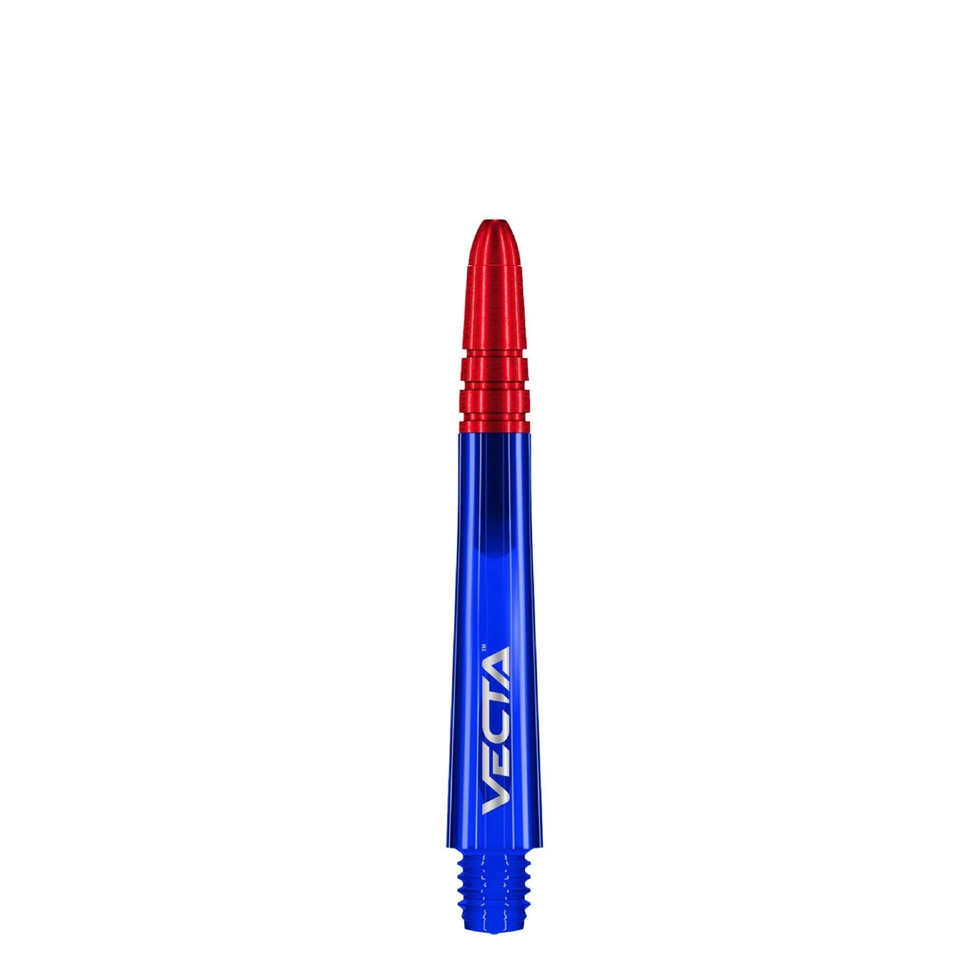 Vecta Nylon Shaft with red tip and blue polycarbonate body for darts.