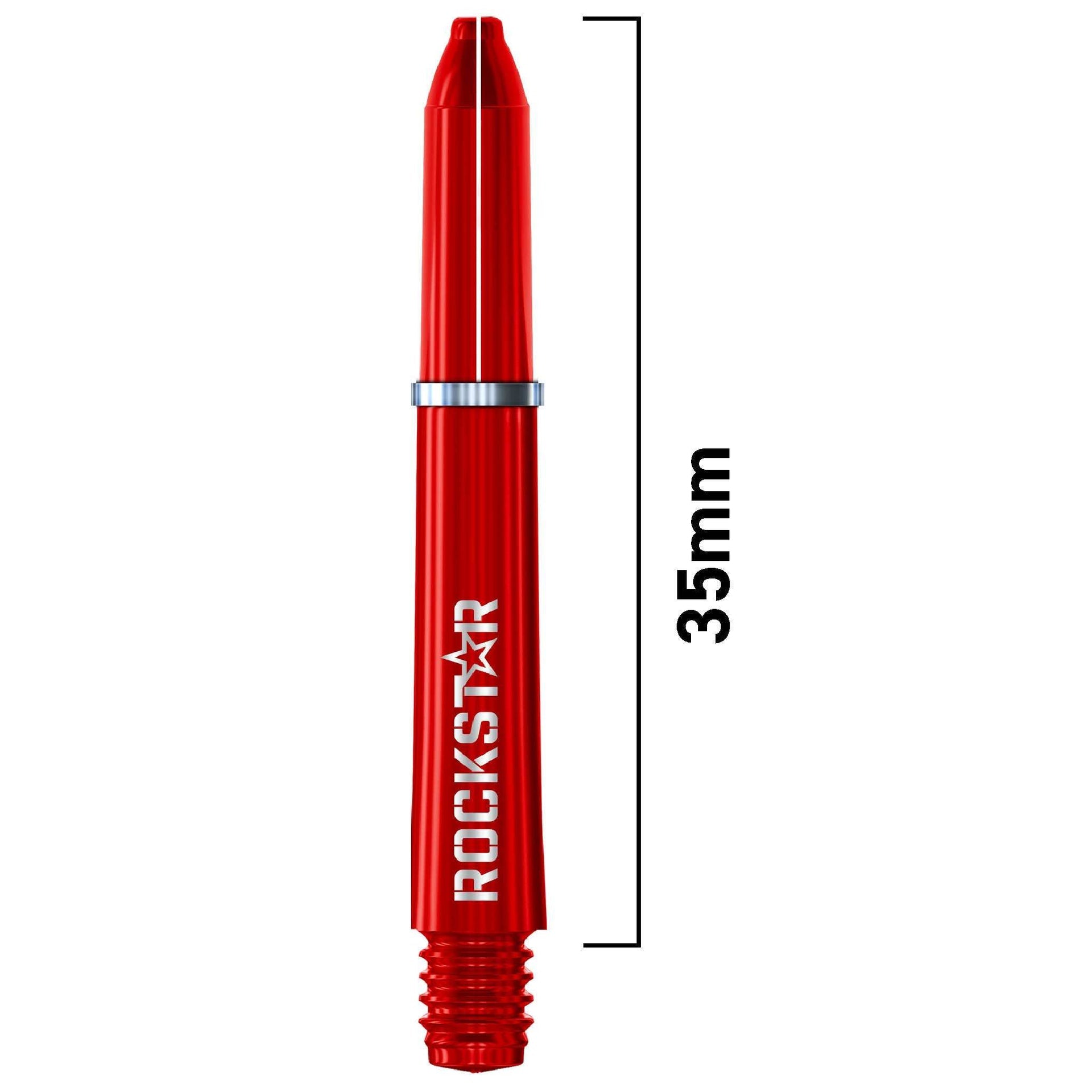 Joe Cullen Rockstar red nylon dart shaft with Rockstar logo and 35mm length