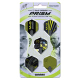 Packaged MVG Design Prism dart flights with Winmau branding on a white background