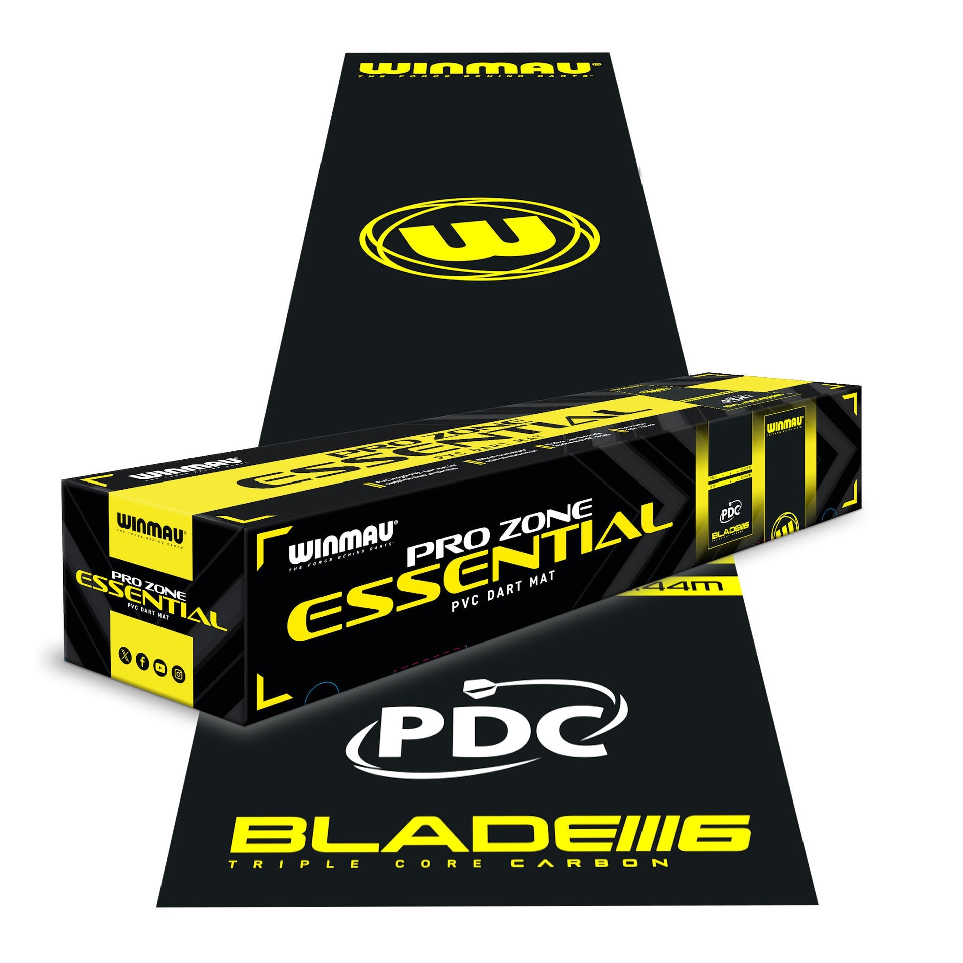 Winmau Pro-Zone Essential PVC Dart Mat with the box it comes in