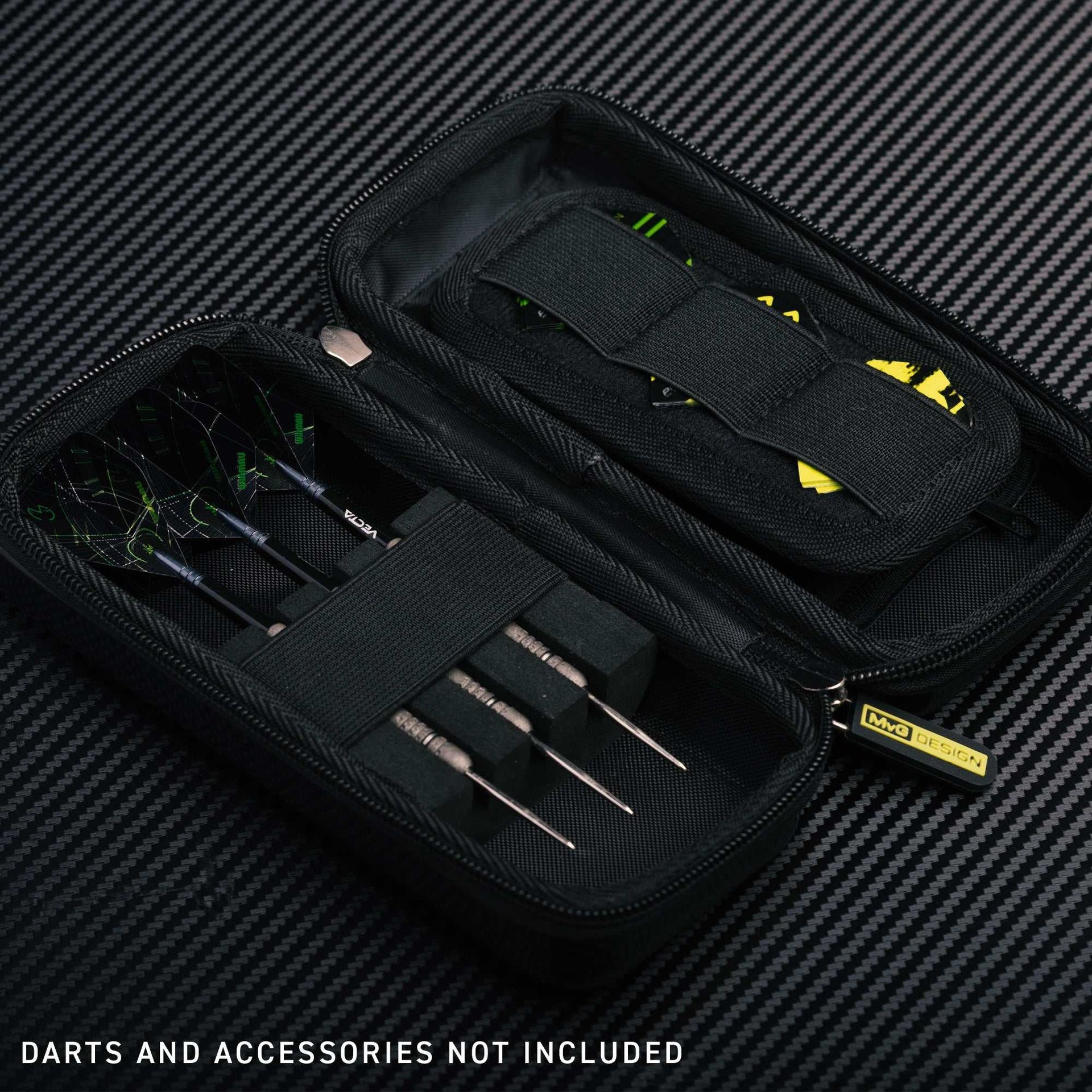 Winmau Armor MvG G1 Dart Wallet black and green ultra-modern dart case with compartments for darts and accessories