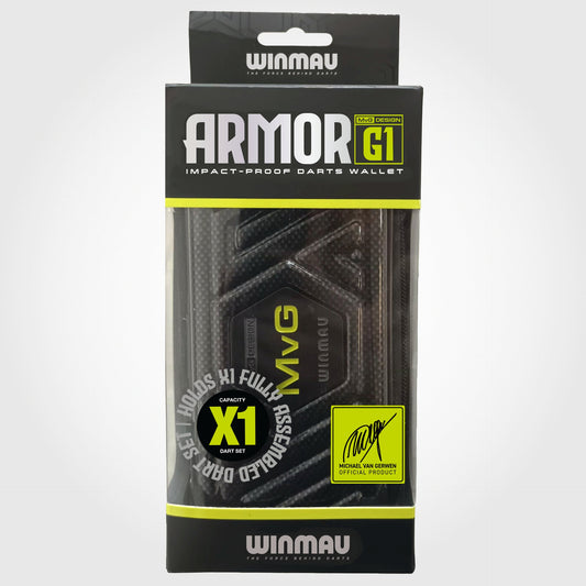Winmau Armor GI darts wallet packaging on a white background