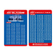 Pocket size dart checkout table card showing out chart for calculating winning shots