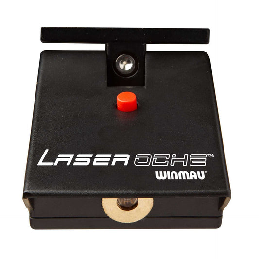 Compact laser oche with adjustable throw line marking for darts, battery operated and wall mountable
