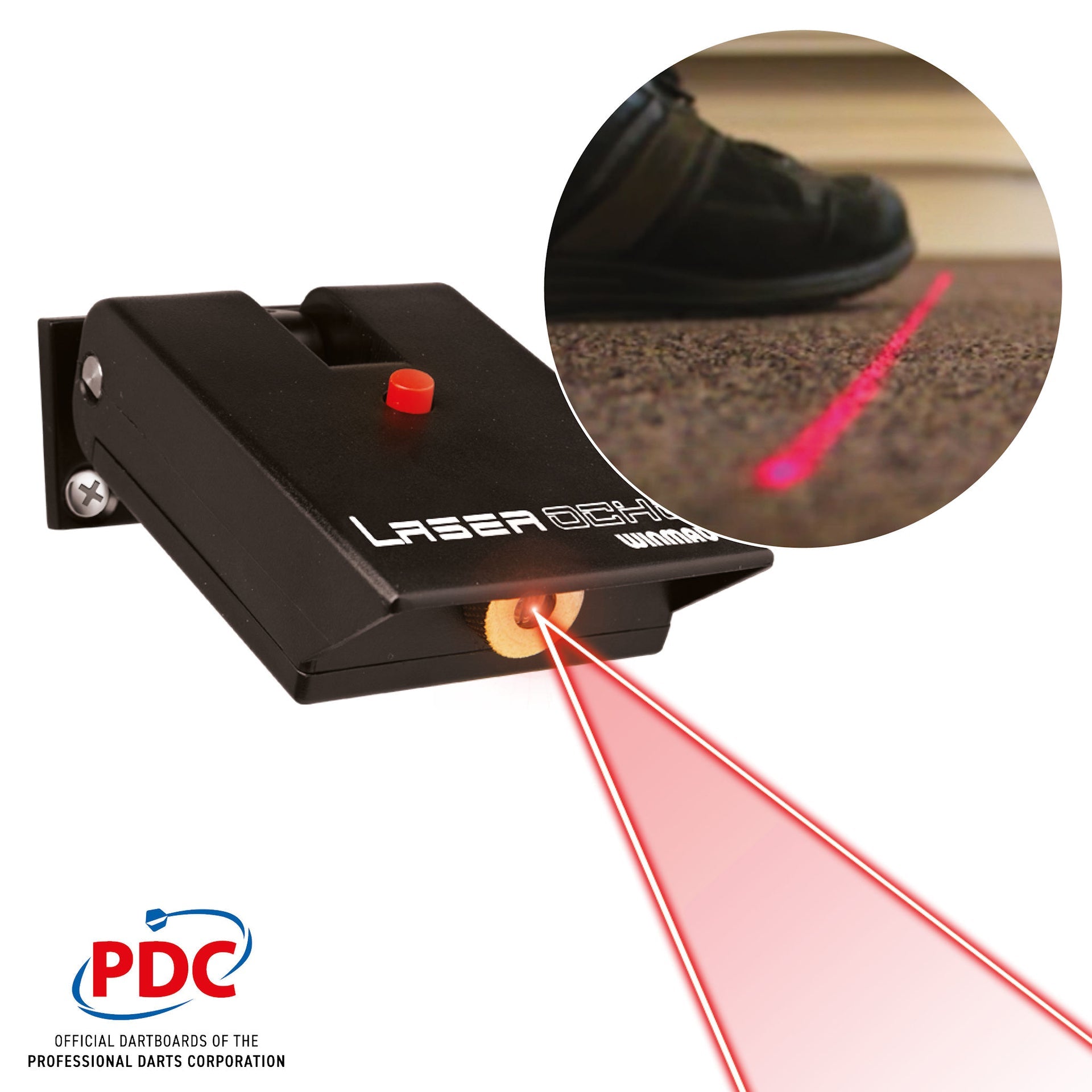 Laser Oche showing the red line on the floor