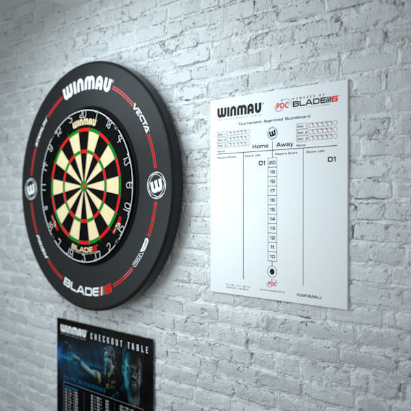 Double-sided Scoreboard by Winmau dry wipe side room setting