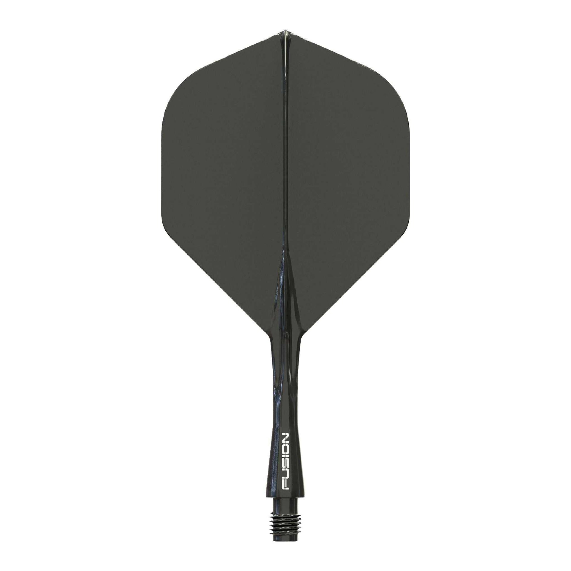 Fusion Flight & Shaft System black integrated shaft and flight for sports performance with 90-degree wing design and advanced polymer durability