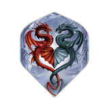 Alchemy Flights with red and blue dragon design, extra thick poly dart flights, set of 3