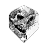 Alchemy Flights thick poly dart flight with detailed black and white skull design
