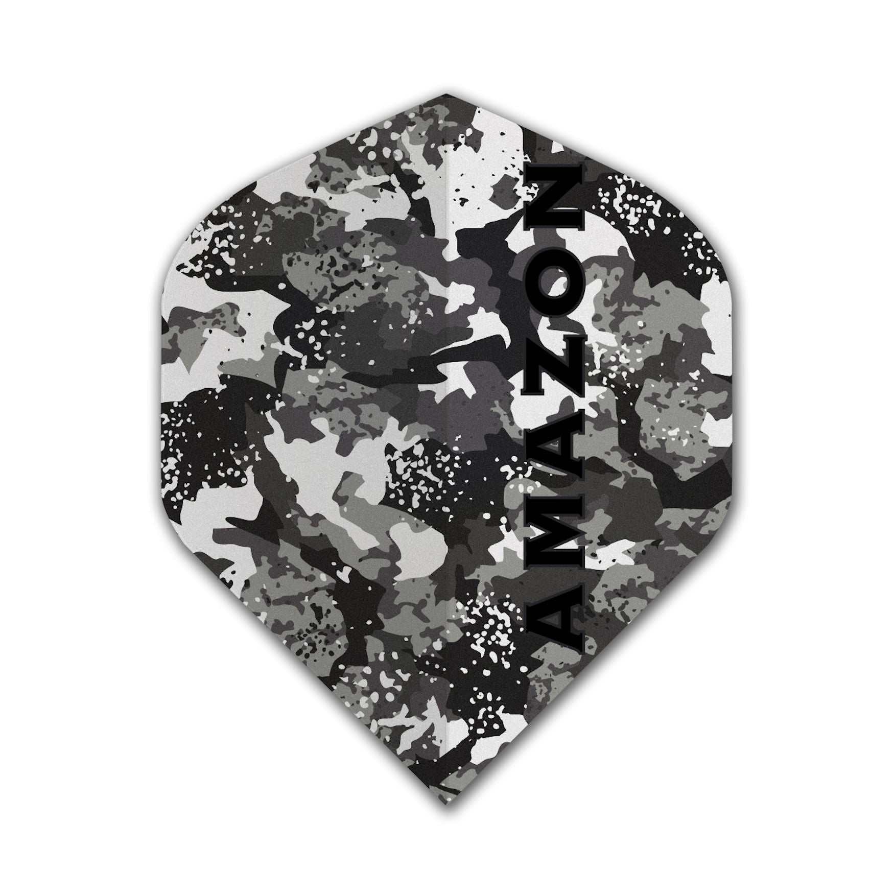 Amazon Flights thick poly dart flight with black and gray camouflage design