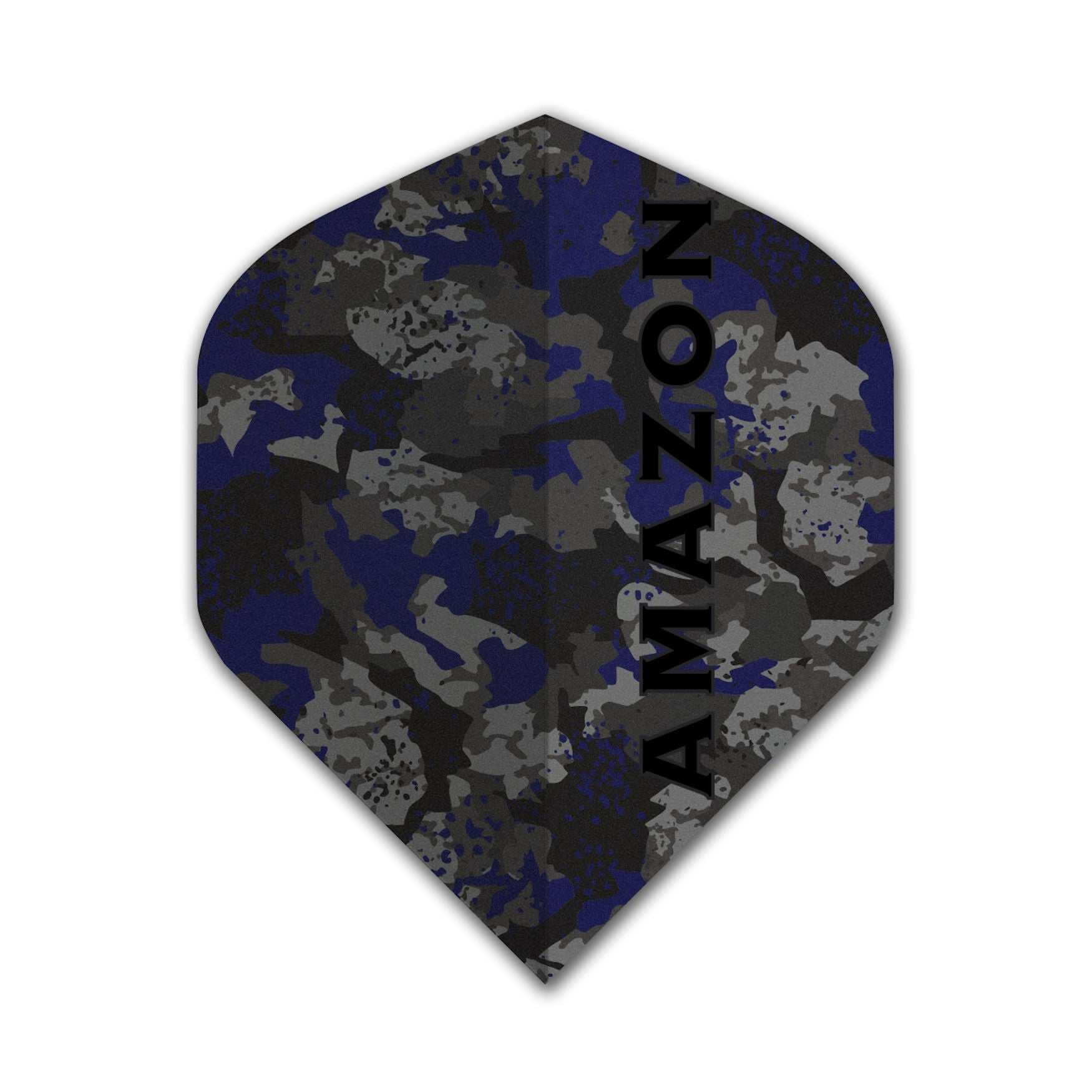 Extra tough 100 micron thick Amazon poly dart flight with blue and black camouflage design