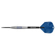 Datadart Alaris 90% Tungsten Darts with blue flight and silver shaft on a white background